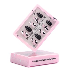 30 ชิ้น/ชุด <span class=keywords><strong>GD19</strong></span> ใหม่ล่าสุด เล็บปลอมอะคริลิคทรงอัลมอนด์สั้น ดีไซน์เรียบหรู คุณภาพสูง GD - Product Image 3