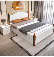 Lit de rangement en bois massif de style européen moderne et simple pour chambre principale ou chambre à louer