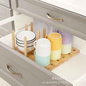 Bamboo Dish <b>Rack</b> Kitchen Drain <b>Rack</b> Multi Functional <b>Plate</b> Storage <b>Rack</b> With Stand For Home Use - Product Image 4