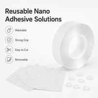Cinta Adhesiva de Gel Nano de Doble Cara Transparente, Lavable, Reutilizable, de Alta Resistencia, para Montaje en Pared, 2mm 3mm 3m