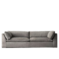 Amerikanisches RH-Style Modernes Holzrahmen-Sofa-Set mit Schwammfüllung und Stoffbezug, Costera 2-Sitzer Chesterfield Luxus Gebogenes Wohnzimmer-Sofa