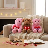 Ensemble de cadeaux en peluche pour la Saint-Valentin en gros – Ours, chien, lapin personnalisés tenant un cœur – Peluches pour couples et enfants en vrac