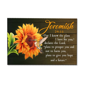 "Perché conosco i piani che ti ho in mente" Erezia 29:11 - Stampe su tela personalizzate con colibrì e girasole per decorazioni estetiche da parete - Product Image 2