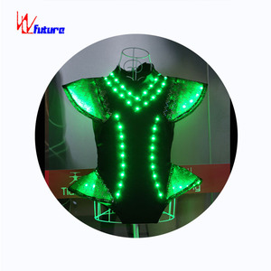 Warna penuh 3D dekoratif Multi korset lampu LED pakaian tari dapat diprogram <span class=keywords><strong>Leotard</strong></span> sutra/katun buatan tangan - Product Image 2