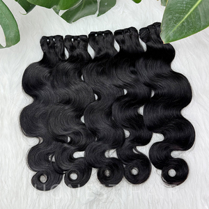 100% Extensiones de cabello humano crudo sin procesar de un solo donante de doble trama Onda del cuerpo Paquetes de cabello trenzado vietnamita Directo de fábrica - Product Image 4