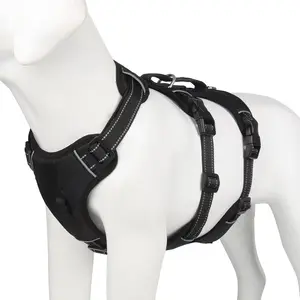 Professional Upgraded No Pull Dog Harness Adjustable Pet Harness Reflective Tactical Dog Harness for Large Dogs