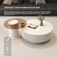 Luxuriöser Couchtisch im italienischen Design, Runder Marmor-Beistelltisch mit Stauraum für Kleine Wohnungen