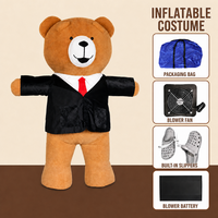 Costume gonflable d'ours en peluche de 2M/2.6M, robe de fête de mariage en fourrure avec cravate, costume de mascotte d'ours géant pour adulte
