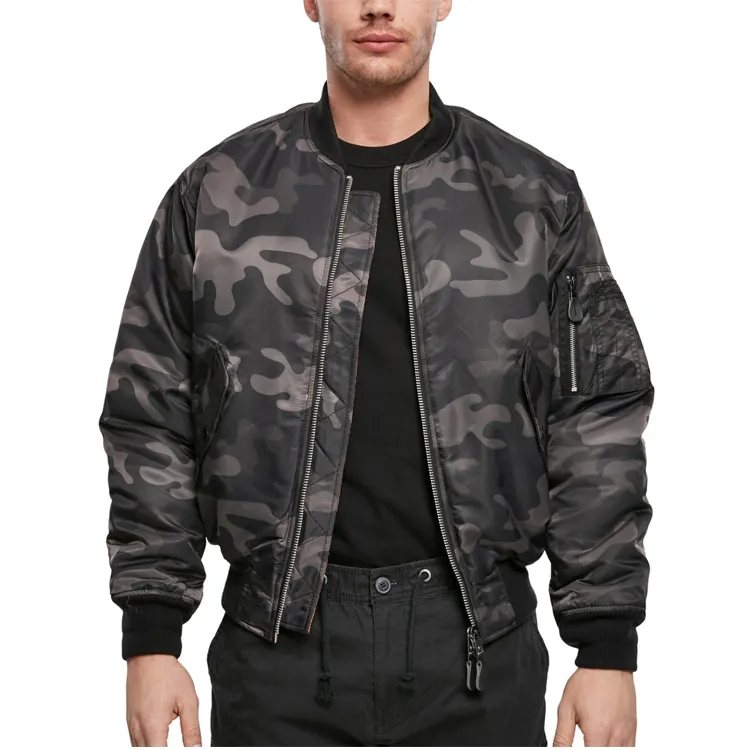 High quality casual black winter dark camo customized Mens camouflage ma1 bomber jacket