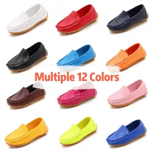 Candy Color Leather Loafers Toddler Little Kids Boys Girls Loafer Shoes Soft Synthetic Slip On Moccasin Flat Boat Dress Shoes