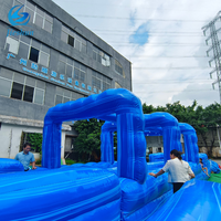 Offre Spéciale énorme PVC bleu écraser double voie toboggan commercial toboggan gonflable prix pour les enfants