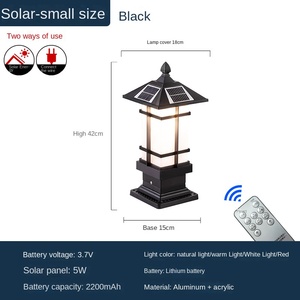 <b>Solar</b> Pillar Light LED Outdoor IP65 Warm White Acrylic Shade Aluminum Body 3500K <b>Garden</b> Path Lamp Decorative Bollard <b>Lantern</b> - Product Image 3