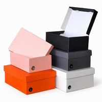 Boîtes de rangement télescopiques en papier kraft recyclable avec œillets argentés, emballage personnalisé pour chaussures et cadeaux, vente en gros multicolore
