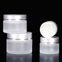 Emballage cosmétique de luxe de 50 ml, pot rond en verre pour pommade, crème, avec couvercle blanc UV