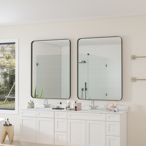 Miroir mural 30x40 pouces, miroir de vanité rectangulaire noir avec cadre en métal pour salle de bain, salon - Product Image 5