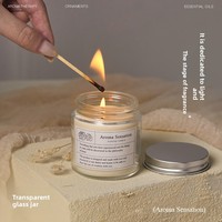 Bougie parfumée en verre transparent, bougie en cire de soja sans fumée, cire parfumée en pot, aromathérapie pour chambre à coucher, cadeau haut de gamme de niche