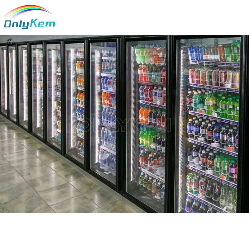 Paseo comercial en refrigerador Puerta de vidrio Cerveza Cueva Pantalla Almacenamiento de cámara frigorífica