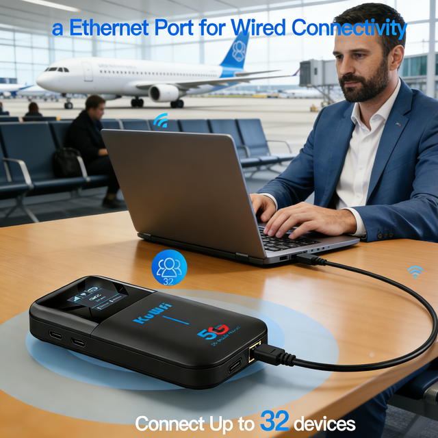 WiFi Solution Provide KuWFi 5g Cpe Mini Router X55 Stable signal WiFi6 Ax3000 32user 2.5Gbps 5g Portable Wifi Router Forcamping
