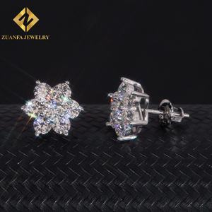 Boucles d'oreilles tendance en forme de tournesol, boucles d'oreilles en argent 925 avec moissanite, magnifiques boucles d'oreilles en forme de fleur, bijoux pour femmes - Product Image 4