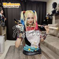 Statue de buste en résine réaliste de haute qualité, attrayante, de Harley Quinn, taille réelle, pour décoration intérieure