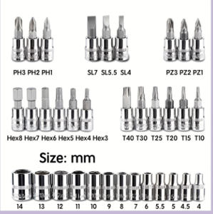 High Quality 46PCS Socket Wrench <b>Set</b> Hand Tool Kit Ratchet Spanner <b>Screwdriver</b> <b>Bits</b> for Car Repair Household Maintenance Socket - Product Image 5