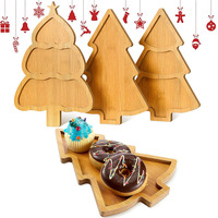 Houten Kerstboom Schotels Dessert Gedroogd Fruit Snacks Schaal Kerst Serveerschaal voor Feest 2026 Bamboe Serveerschaal