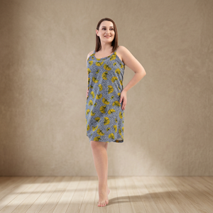 BAYAN XXL Oval Tunic Strap Skirt Custom Casual 1XL Party Trendy <b>Clothes</b> Women DRESS BLUES Featuring Puff Slits - Product Image 3