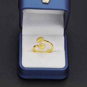 Bague Jxx Fashion plaquée or 24 carats en cuivre micro-zircon personnalisée, design tendance papillon et fleur pour femme, en laiton - Product Image 2