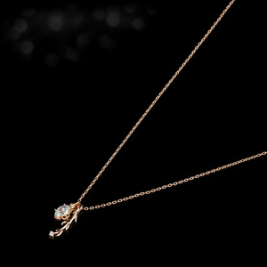 Muyu Wheat Pendant Necklace Gold Chain Oval Crystal Leaf Design Everyday Wear - Product Image 2