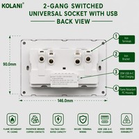 Enchufe Doble Universal Kolani OEM ODM UK con Interruptor y Carga Rápida USB Tipo A+C de 20W, 13A, PC Ignífugo