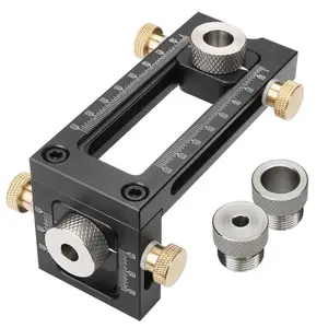 2-in-1 Adjustable Woodworking Kit Screw Jig Cross Pin Fixture DIY Dowel Drill Guide Puncher Locator Made Wood Aluminum Alloy
