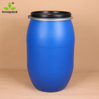 Tambour en plastique HDPE, capacité de 55 gallons, 200 Litre, avec couvercle à anneau de verrouillage, bleu