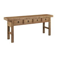 Table d'Angle Murale Antique Vintage en Bois Massif de Récupération avec Étagère