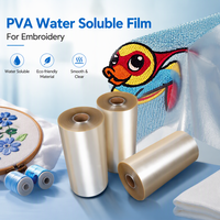 Film Poliva Larut Air Dingin Ketebalan 25um Lebar 30cm 100% PVA Film Transparan Larut Air untuk Alas Bordir Tak Terlihat