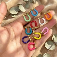 Fermoir manille en laiton plaqué or 18 carats avec émail coloré, petit format, résistant au ternissement, pour la création de colliers et bracelets DIY