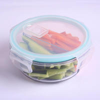 Bol en verre borosilicate carré et rond, grande capacité, boîte à bento, compatible micro-ondes, pour étudiants, conteneur de conservation des aliments frais