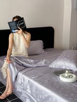 Parure de lit de luxe violette personnalisable en jacquard imprimé, taille King, 100 % Lyocell, écologique, moderne, pour l'été – Très populaire