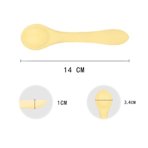 Lot de Couverts Souples et Colorés en Silicone pour Bébé : Cuillères et Fourchettes Personnalisables pour la Première Alimentation des Tout-Petits - Product Image 1