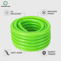 Tuyau d'arrosage de jardin en PVC tressé en polyester 3 couches, 3/4 pouce, 50 m, WP 8 bars, BP 24 bars, anti-torsion, longue durée de vie, pour l'arrosage des serres commerciales
