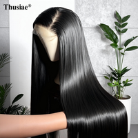 Perruque Lace Front Transparente 13x6 en Cheveux Humains Vietnamiens de 40 Pouces, Lisse Baguette, Couleur Naturelle Noire, Vente en Gros pour Femmes
