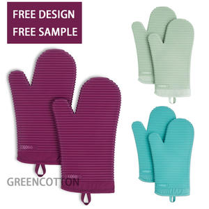 Ensemble <span class=keywords><strong>de</strong></span> gants <span class=keywords><strong>de</strong></span> four en silicone souple nervuré avec logo personnalisé Style pointillé <span class=keywords><strong>pour</strong></span> grill micro-ondes BBQ dans les cuisines 2 comptes Milkshake - Product Image 1