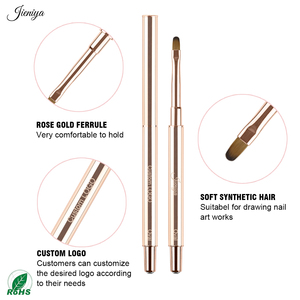Juego de Pinceles Profesionales para Uñas con Mango de Metal Dorado y Pelo de Nailon, Pincel Ovalado Plano para Aplicación de Gel Constructor - Product Image 4