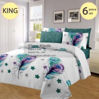Ensemble de literie à imprimé floral tendance, 1 couette, 1 drap, 4 taies d'oreiller, literie douce pour la chambre principale, usage domestique