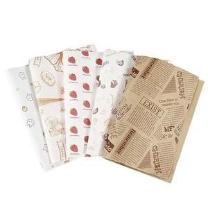 Papier d'emballage alimentaire personnalisé avec logo imprimé, résistant à la graisse, pour sandwichs et burgers, revêtement simple face pour pain et biscuits - Product Image 1