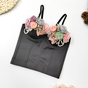 Chaleco ajustado romántico con estampado floral, estilo étnico festivo, con diseño de espina de pescado y efecto de cintura ceñida, ideal como prenda exterior para parejas. - Product Image 2