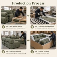 Canapé d'angle moderne en chenille vert sauge avec accents métalliques noirs pour salon, vente en gros, directement de l'usine