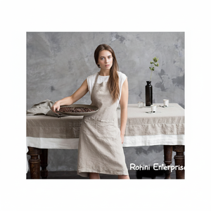 ผ้ากันเปื้อนผ้าลินินธรรมชาติสำหรับผู้หญิงและผู้ชายสำหรับใช้ในเชิงพาณิชย์อาหารและสวน - Product Image 1