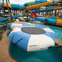 Trampoline aquatique gonflable, plateforme de plongée et d'éclaboussures, échelle, diamètre 3m, matériau PVC, certifié CE, usage commercial et en station balnéaire