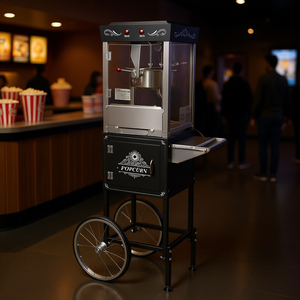 Machine à Popcorn Commerciale 8 Oz 800W Style Cinéma 48 Tasses par Lot Contrôle à 2 Boutons Mur en Verre Chariot - Product Image 2