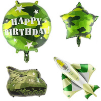 Nouveauté : Ballons en aluminium de 18 pouces sur le thème Amy Green, assortiment d'étoiles, de cercles et d'avions de combat, pour décorations de fête d'anniversaire de garçon